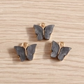 Detail of marble pattern butterfly pendant charms with gold frames for DIY jewelry - Size See Details / Marble Pattern Butterfly Style (YD003heise) / 10 Pieces Pack / Gray