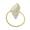 Detail of yellow hair tie featuring a seashell charm with glitter and beige leather - Ice Cream Hair Tie (MT6714)