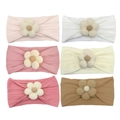 Lot de 6 bandeaux élastiques pour bébés avec fleurs 3D en couleurs pastel douces - Style Mélangé Multicolore (MS5359)