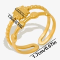 Detailed size chart for sun pattern double-layered stainless steel ring with dimensions - Gold Style(J878-G)