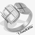 Misura dettagliata dell'anello in acciaio inossidabile 304 con doppio design rettangolare - Argento