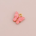 Ciondolo a farfalla DIY in acrilico rosa marmorizzato con anello in metallo dorato per gioielli - Motivo Marmo Rosa (YD003meihong)