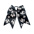 Fiocco per capelli a tema calcio in nastro grosgrain nero con elastico morbido - Motivo Calcio (MT6749) / Nero (MT6749)