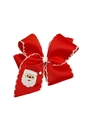 Barrette à cheveux nœud rouge de Noël avec dentelle blanche et broderie Père Noël - Red Santa (MC002)