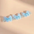 Diadema para bebé con bordado de mariposa azul y blanca y encaje elegante - Mariposa Azul Claro (MB6602)
