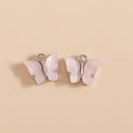 Ciondolo a farfalla in resina acrilica rosa chiaro con cornice metallica argentata - Texture Perla Rosa Pallido (YD979qianzi)