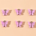 Set di sei ciondoli a farfalla viola in acrilico e lega d'argento per gioielli fai da te - Motivo Marmo Viola Chiaro (YD979zise)