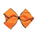 Handgemachte orangefarbene Haarschleife mit schwarzem Wellenrand für Mädchen - Oranger Haken mit schwarzem Rand (MC001-Orange Schwarz)