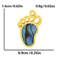 Detailed dimensions of 304 stainless steel paw pendant with colorful shell inlay - 304 Stainless Steel / Gold Base Abalone Shell Style (S1844-G-R)