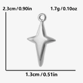 Dettaglio pendente a stella in acciaio lucido con misure 2,3 cm x 1,3 cm per gioielli DIY - Argento (S1864-S)