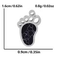 Detailed view of paw print pendant with marble inlay showing 1.6cm x 0.9cm dimensions - 304 Stainless Steel / Silver Base Black Stone Pattern Style (S1844-S-B)
