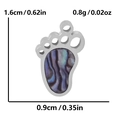 304 stainless steel paw pendant with abalone shell inlay showing 1.6cm height measurement - 304 Stainless Steel / Silver Base Abalone Shell Style (S1844-S-R)