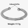 Size specifications for the 304 stainless steel coil bracelet with C-shape opening - Silver