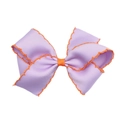 Handgemachte lila Haarschleife für Mädchen mit orangefarbenem Wellenrand-Stich - Lila mit orangefarbenem Rand (MC001)