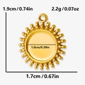 Detail view of 304 stainless steel sun pendant with 1.9cm x 1.7cm size measurements - Gold Sun Bezel (S1889-G) / Gold