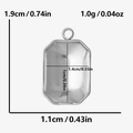 Polished silver rectangular stainless steel pendant with 1.9cm height and 1.1cm width - Rectangular Pendant Style (S1907-S) / Silver