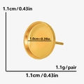 Maßzeichnung für 10mm goldene Edelstahl Ohrstecker Rohlinge aus hochwertigem 304 Stahl - D435 / Gold