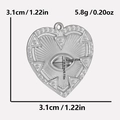 Dettaglio del ciondolo a cuore in acciaio inossidabile 304 con occhio e misure - Stile Argento (S1968-S)