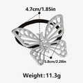 Detail van de 304 roestvrijstalen vlinder haarelastiek met maten 5,8cm bij 4,7cm - Zilver