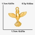 Detailed dimensions of a gold 304 stainless steel bird pendant showing height and width - Gold Bird Style (S1984-G)