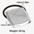 Detail view of square 304 stainless steel hair tie with polished silver mirror finish - Silver