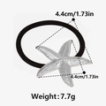 Détail de l'élastique cheveux étoile de mer en argent avec pendentif de 4,4 cm et lien noir - Argenté