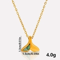 Detailed view of gold fishtail pendant with iridescent shell inlay showing 1.3cm size - Gold Abalone Shell Necklace