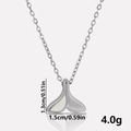 Detail view of fishtail necklace showing 1.3cm height and 1.5cm width dimensions - Silver Mother of Pearl Necklace
