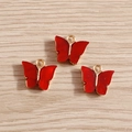 Drei rote Schmetterlingsanhänger aus Acryl mit Goldrand für DIY-Schmuckherstellung - 10er Pack / Rot