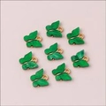 Colgantes de mariposa verde con patrón de malaquita y base dorada para joyería DIY - Paquete de 10 / Verde Militar