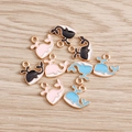 Cute cartoon whale alloy drip oil pendants for DIY jewelry necklaces and bracelets - Multicolor