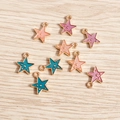 Handmade alloy star pendants with colorful enamel drip oil for DIY jewelry making - 10 Pieces Pack / Multicolor