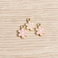 Rosa Kirschblüten Emaille-Anhänger mit Goldbeschichtung für DIY Schmuck Zubehör - Rosa