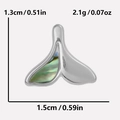 Silver 304 stainless steel fishtail pendant with seashell inlay dimensions 1.5cm by 1.3cm - Silver Abalone Shell Pendant Only (Without Chain)