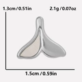 Silver fishtail necklace pendant with white shell inlay, size 1.3cm by 1.5cm, 2.1g weight - Silver Mother of Pearl Pendant Only (Without Chain)