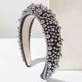 Serre-tête large élégant avec perles grises et rembourrage pour un effet volumineux - Gris