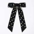 Détails d'une pince à cheveux en velours noir ornée de strass brillants et élégants - Noir
