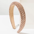 Detail of vintage Baroque headband with hand-set champagne gold crystals on wide padded band - Champagne