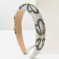 Diadema acolchada de lujo con pedrería de colores y detalles florales dorados - AB Negro Brillante