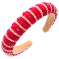 Détail de perles roses et rouges sur le serre-tête large avec doublure en velours doux - Rose
