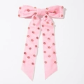 Lazo de terciopelo rosa con pedrería de lujo y cintas largas y elegantes - Rosa