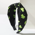 Cerchietto largo nero con trifogli verdi per le decorazioni della festa di San Patrizio - Foglia Nera / Nero con trifoglio verde
