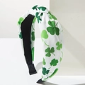 Cerchietto a fascia larga bianca con quadrifoglio verde per la festa di San Patrizio - Bianco Verde / Bianco Con Trifoglio Verde