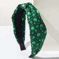 Cerchietto annodato verde di San Patrizio con motivi di trifoglio e cappelli irlandesi - Cappello Verde / Verde Con Cappello Trifoglio