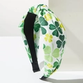 White St. Patrick's Day knotted headband with green and yellow clover patterns - White With Yellow Green Shamrock