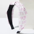 Roze en witte geknoopte haarband met LOVE letters en hartjesprints voor dames - Witpaars