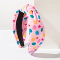 Rosafarbener Haarreif mit Osterhasen- und Eier-Print und Knoten-Design für Damen - Roségold Regenbogen