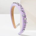 Cerchietto spesso lavanda chic con strass irregolari e cristalli a cuore dolci - Viola