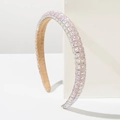 Detalle de diadema fina con pedrería multicolor y forro interior antideslizante - Rosa
