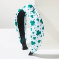 Cerchietto largo con nodo per San Patrizio con motivi a trifoglio verde su bianco - Stile Trifoglio Bianco Verde
